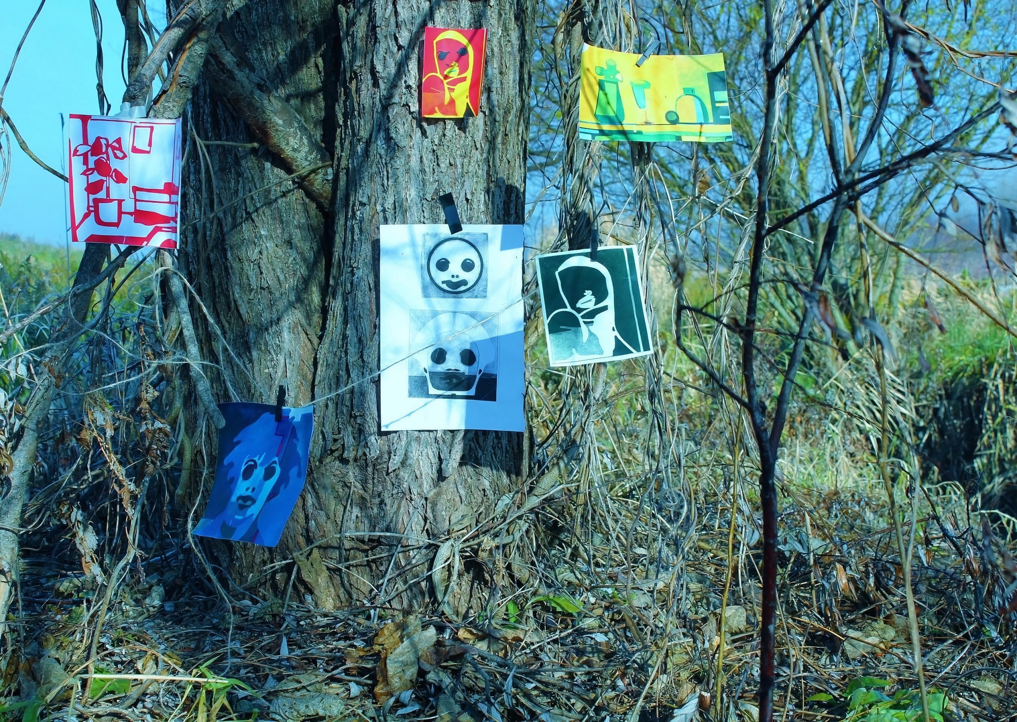 An installation work in which the artwork is placed in nature